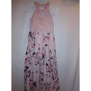 Girls Size 10 Speechless Sleeveless Walkthrough Maxi Dress, Pink/ Floral